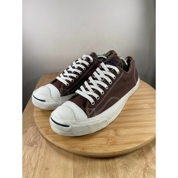 Converse Jack Purcell Brown Canvas Low Top Distressed Casual Sneakers 109748